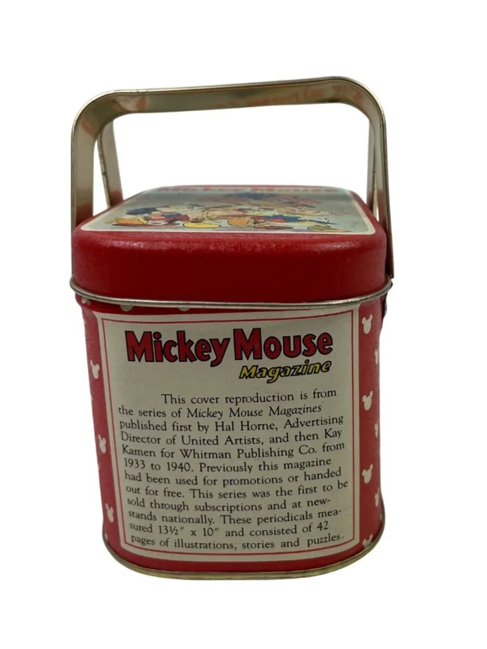 Vintage Mickey Mouse Magazine Tin Lunchbox With Handle